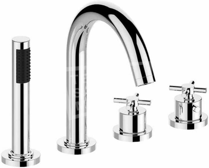 Wiesbaden Caral 4-gats thermostatische badrandcombinatie geborsteld staal - Foto 3