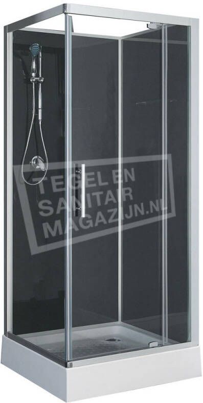 Wiesbaden Douchecabine Domino Draaideur 90x90x210cm 5mm Veiligheidsglas Zwart Hoekinstap - Foto 1