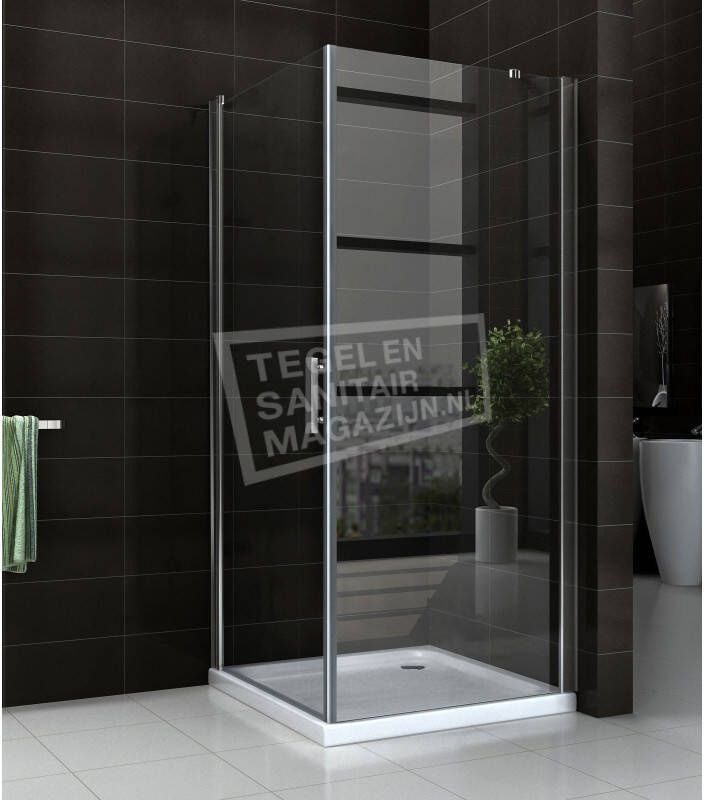 Wiesbaden Douchecabine 90x90 cm met Flat douchebak Lage instap 3.5 cm 1 Swingdeur