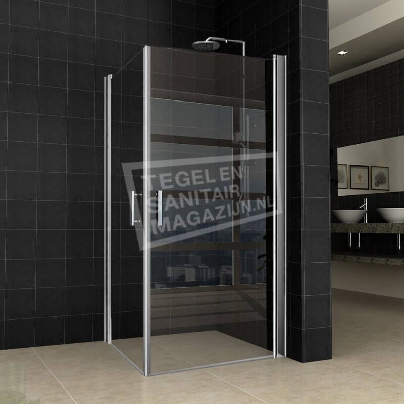 Wiesbaden Douchecabine Vierkant Dubbele Swingdeur 90x90x200cm Antikalk Helder Glas Chroom Profiel 8mm Veiligheidsglas Easy Clean - Foto 3