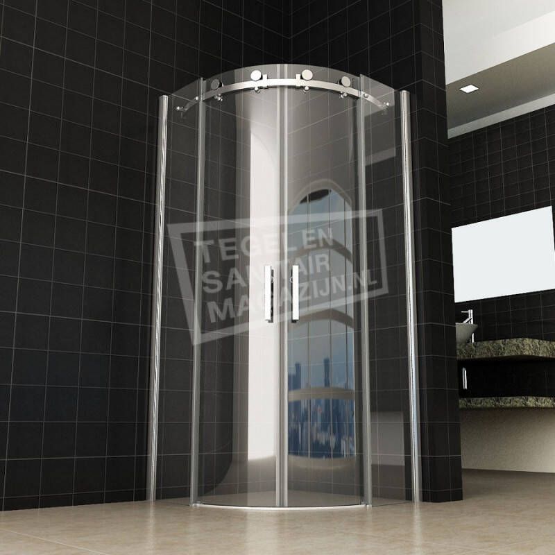 Wiesbaden Douchecabine Nano Kwartrond Schuifdeur 90x90x200cm Antikalk Helder Glas Chroom Profiel 8mm Veiligheidsglas Easy Clean - Foto 3