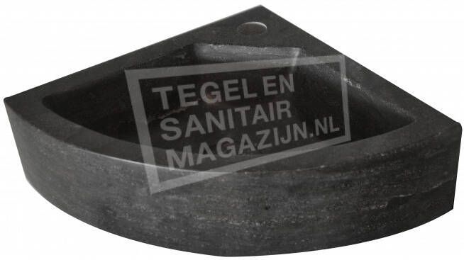Wiesbaden B stone hoekfontein met kraangat zonder overloop 30 x 30 cm, zwart online kopen