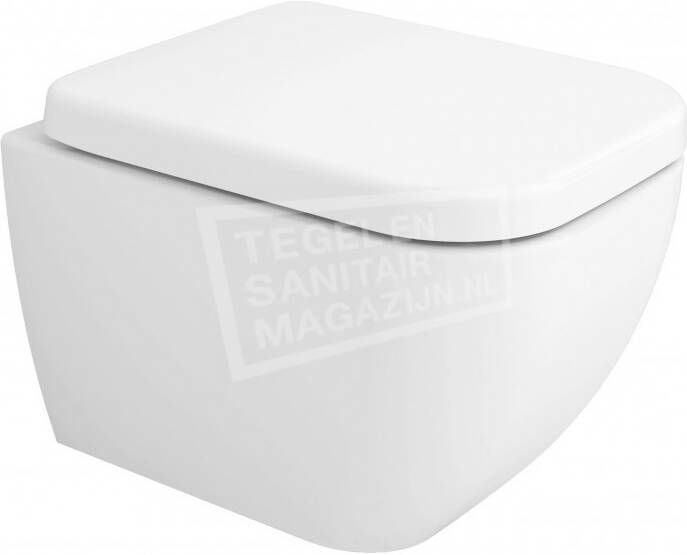 Wiesbaden Toiletpot Hangend Sky Verkort 47x35 5x34cm Wandcloset Keramiek Diepspoel Nano Coating EasyClean Glans Wit met Softclose Toiletbril - Foto 4