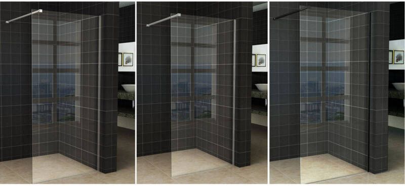 Wiesbaden Slim losse glaswand 95x200cm Helder glas 8mm met anti-kalk coating zonder profiel en stabilisatiestang 20.3472 - Foto 10
