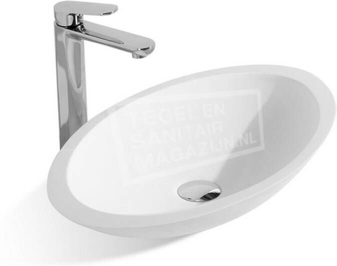 Wiesbaden Waskom Kim | 59x35x11 cm | Solid surface | Vrijstaand | Ovaal | Wit mat - Foto 4