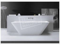 Wiesbaden Ligbad Vrijstaand Lia Rechthoek 179x84.5x57.5cm Solid Surface Mat Wit met Overloop - Foto 5