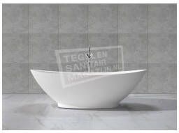 Wiesbaden Vrijstaand bad Jasmijn | 186x82 cm | Incl.Afvoer-Wit | Sleuf overloop | Solid surface | Ovaal | Wit mat - Foto 7