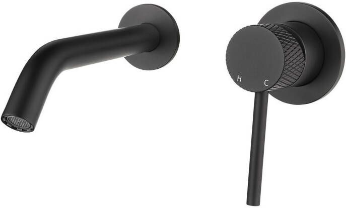 Wiesbaden Wastafelkraan Ribbd Inbouw Mengkraan Eenhendel Inclusief Afdekplaat Mat Zwart - Foto 4