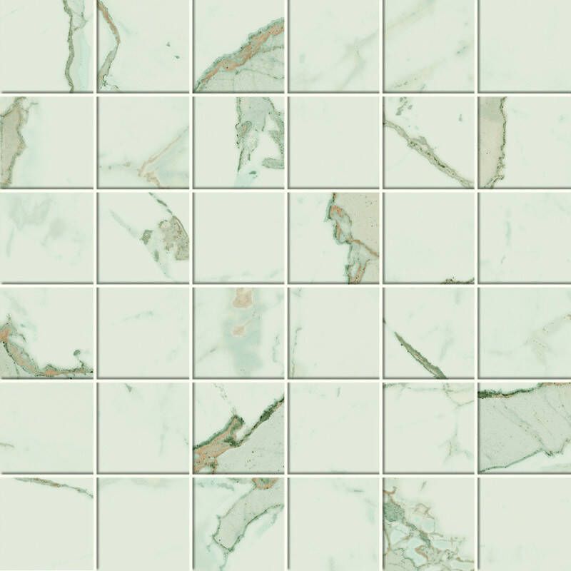 Atlas Concorde Solution Exigo Calacatta mat mozaiek 5x5 op net van 30x30