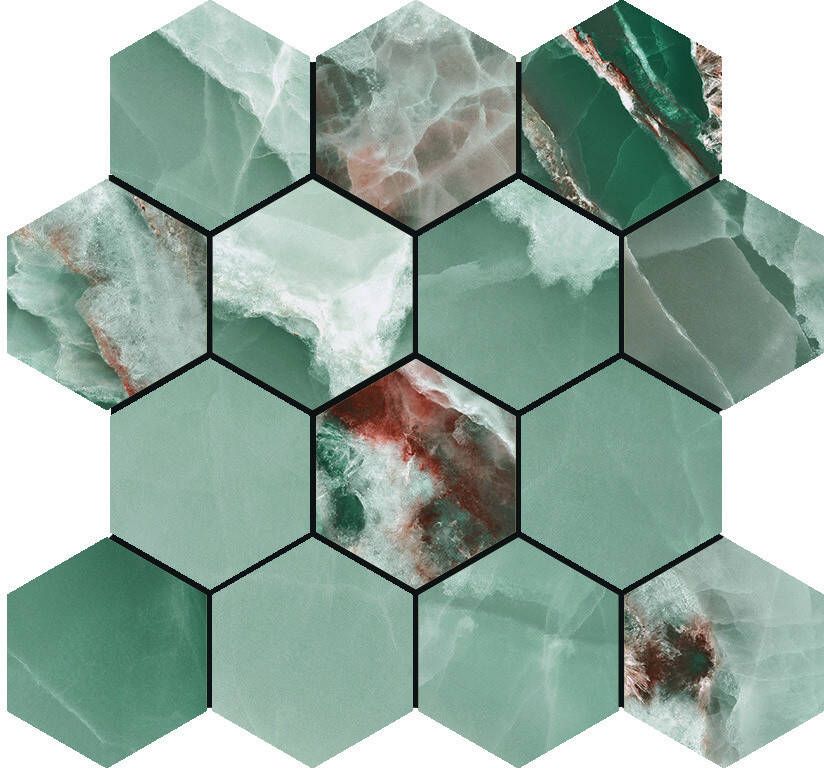 Baldocer Ceramica Onyx wand- en vloertegel 29x27cm 9mm gerectificeerd glans turquoise SW07314128-3