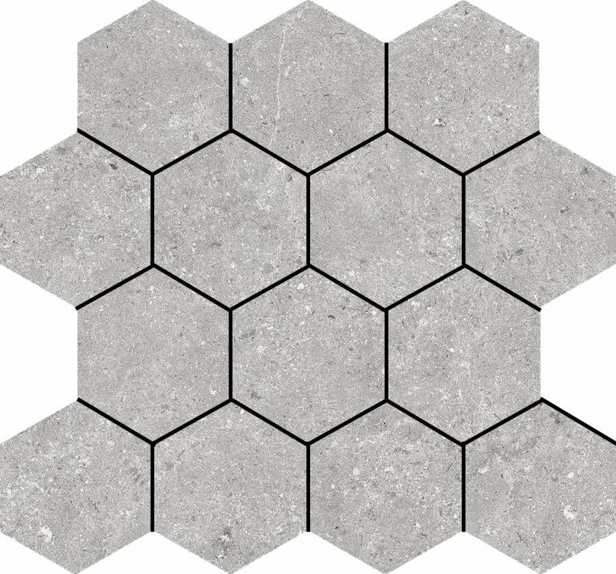 Baldocer Cerámica Stoneland Pearl mozaiek hexagon op net van 29x27cm