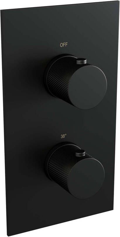 Brauer Black Carving thermostatische regendouche set 45 met 20 cm douchekop en handdouche