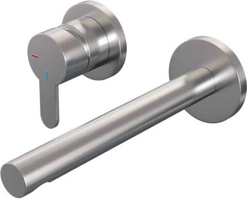 Brauer Brushed Edition Wastafelmengkraan inbouw rechte uitloop rechts smalle platte gladde hendel model D2 PVD geborsteld RVS 5-NG-083-S4-65 - Foto 2