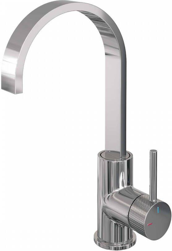 Brauer Wastafelkraan Chrome Carving Model A Opbouw Hoog Mengkraan Glans Chroom met Draaibare Platte Uitloop