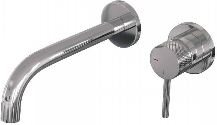 Brauer Chrome Carving Wastafelmengkraan inbouw gebogen uitloop links hendel lang smal carving- model A 1 chroom 5-CE-004-B6-65 - Foto 2