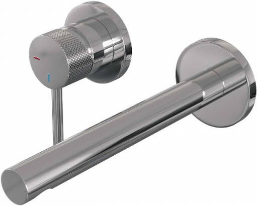 Brauer Chrome Carving inbouw wastafelmengkraan met rechte uitloop rechts en rozetten model A2 Chroom 5-CE-083-S6-65