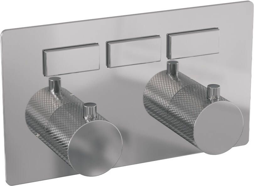 Brauer Chrome Carving 3 functies inbouwthermostaat drukknoppen in afbouwdelen chroom 5-CE-158