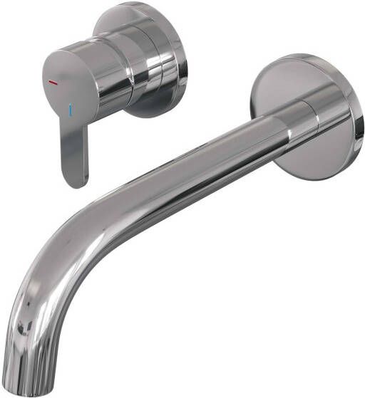 Brauer Inbouw Wastafelmengkraan Chrome Edition Coldstart Gebogen Uitloop Korte Platte Hendel Links Chroom PVD Met Rozetten - Foto 2