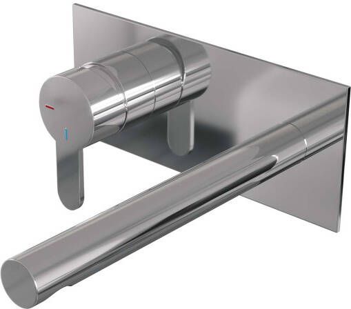 Brauer Inbouw Wastafelmengkraan Chrome Edition Coldstart Rechte Uitloop Korte Platte Hendel Links Chroom PVD Met Afdekplaat - Foto 2