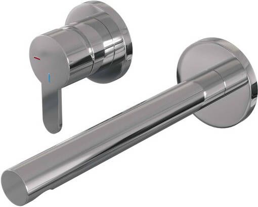Brauer Inbouw Wastafelmengkraan Chrome Edition Coldstart Rechte Uitloop Korte Platte Hendel Links Chroom PVD Met Rozetten - Foto 2