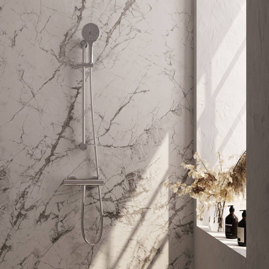 Brauer Chrome Edition Douchekraan opbouw glijstang 1 functie 2 gladde knoppen handdouche staaf 1 stand chroom 5-CE-044-1