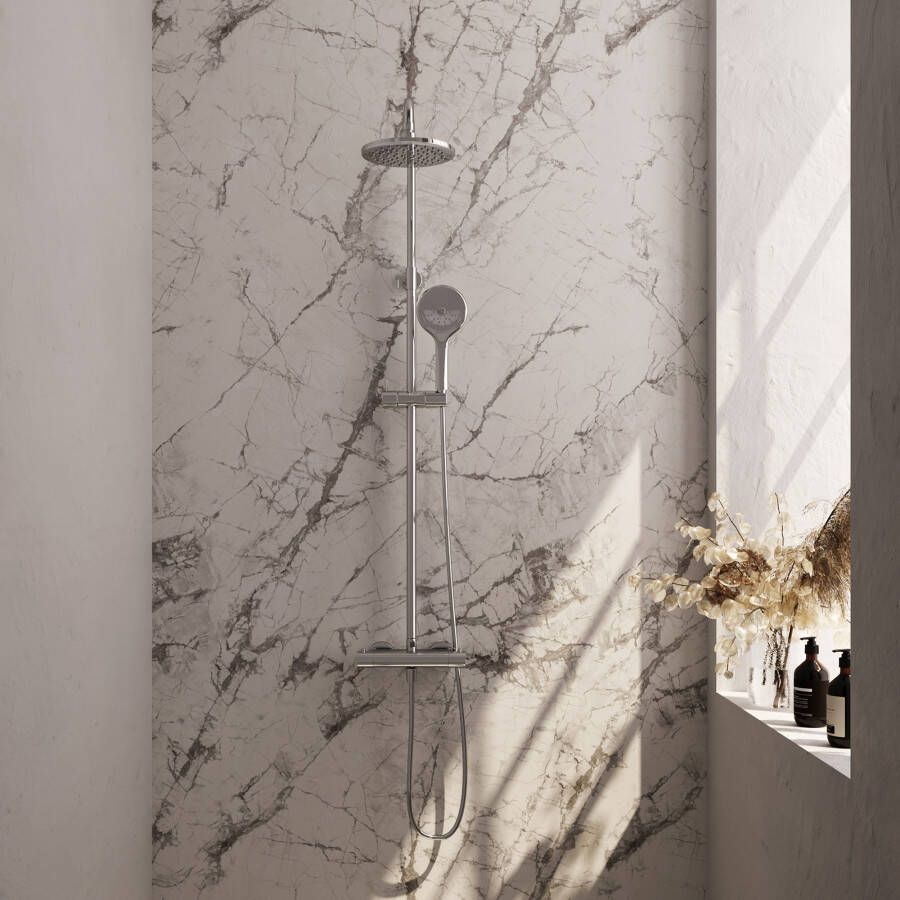 Brauer Chrome Edition Regendoucheset opbouw hoofddouche 20cm glijstang handdouche rond 3 standen gladde knoppen chroom 5-CE-240