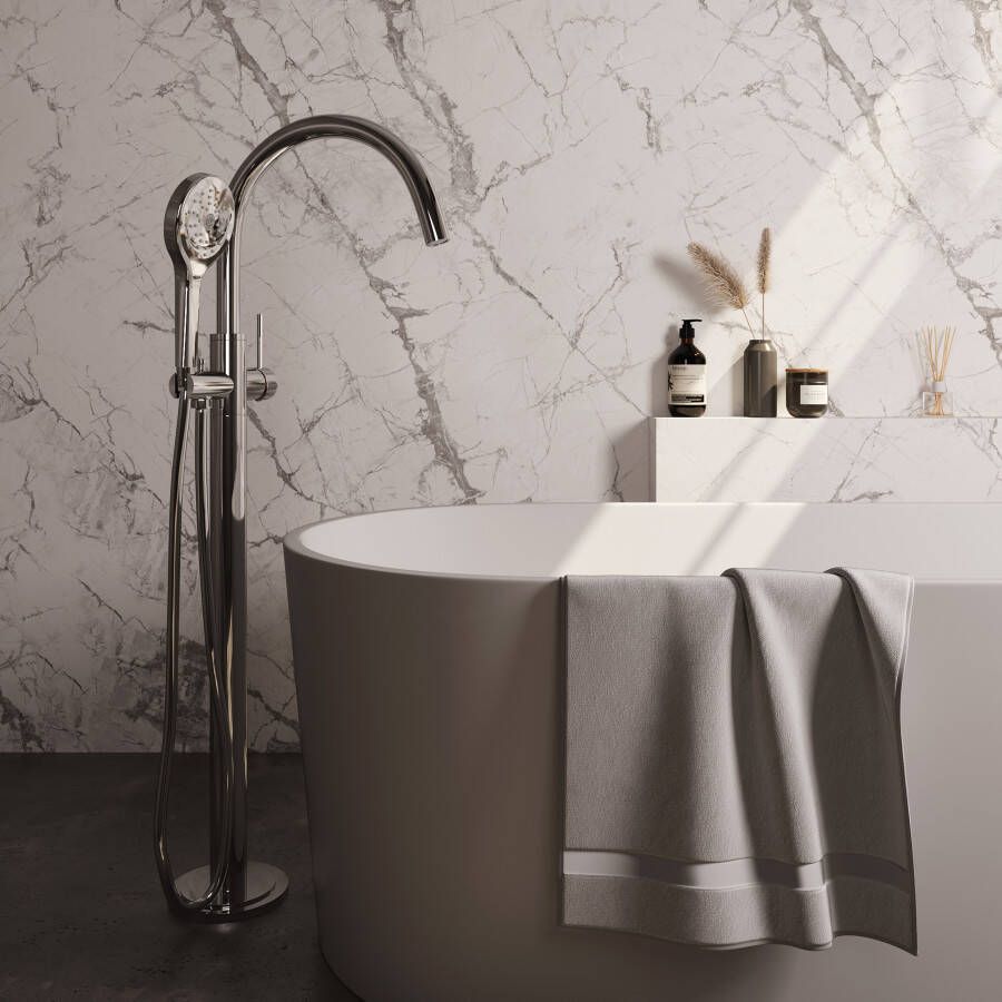 Brauer Chrome Edition vrijstaande badmengkraan SET 02 met 3-standen handdouche en doucheslang chromen afwerking