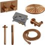Brauer Copper Carving thermostatische inbouw regendouche met drukknoppen SET 54 met 30 cm douchekop en plafondarm en staaf handdouche en doucheslang en wandaansluitbocht koper geborsteld PVD - Thumbnail 2