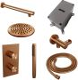 Brauer Copper Carving thermostatische inbouw regendoucheset met 2-weg omstel 40cm gebogen wandarm met 20cm ronde hoofddouche 3 standen ronde handdouche 150cm gladde doucheslang met aansluitbocht en handdouchehouder Koper geborsteld PVD 5-GK-129 - Thumbnail 2