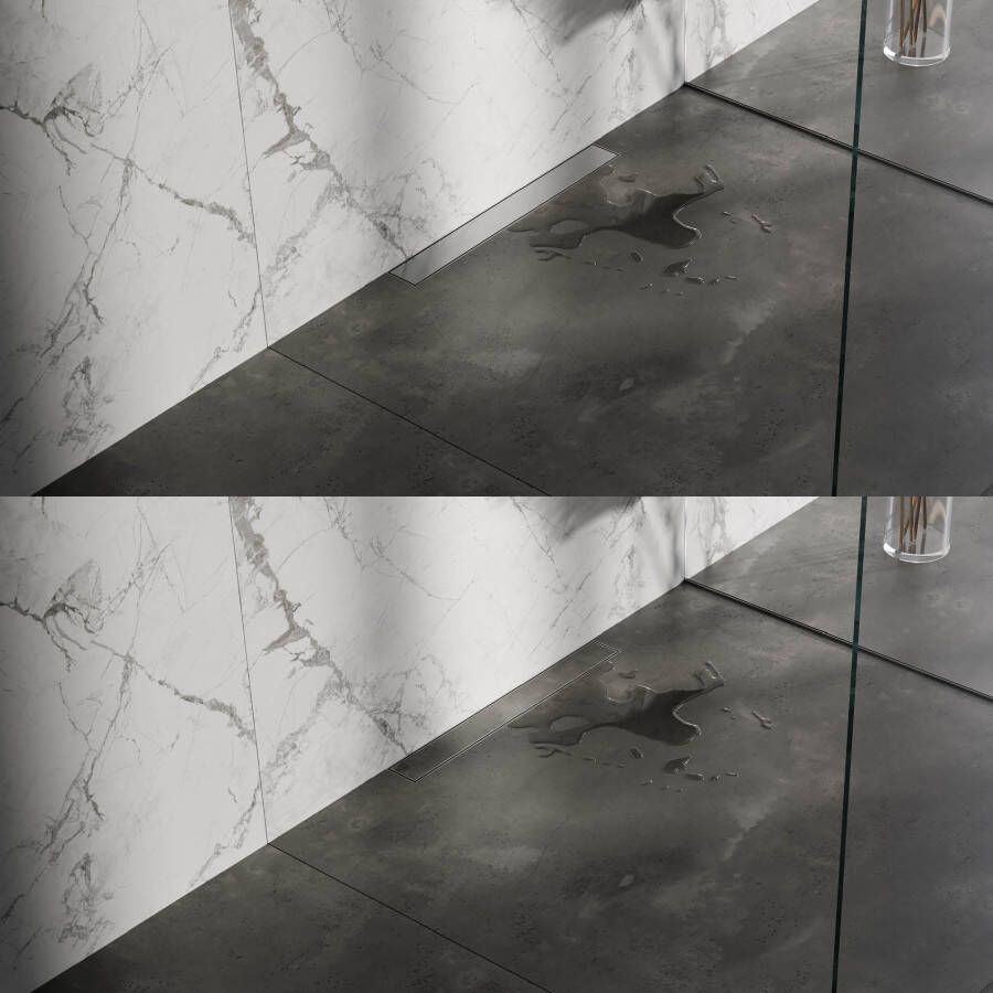 Brauer Douchegoot met multifunctioneel rooster en flens voor wandmontage 7 x 50 RVS geborsteld