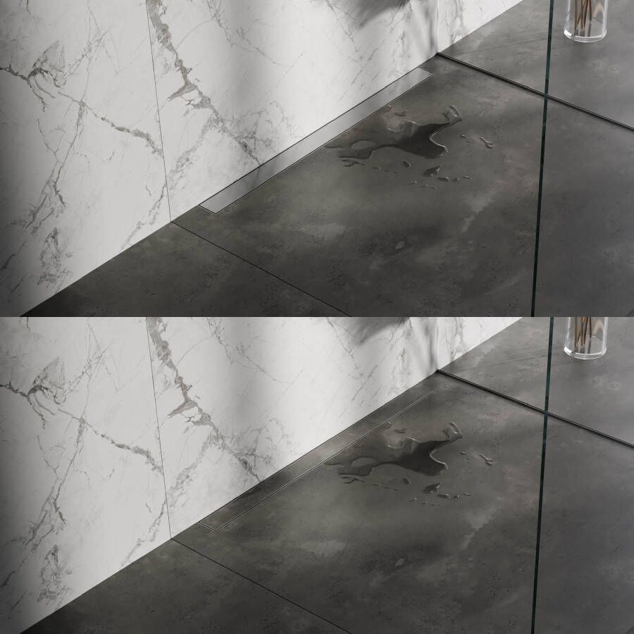 Brauer Douchegoot met multifunctioneel rooster en flens voor wandmontage 7 x 90 RVS geborsteld