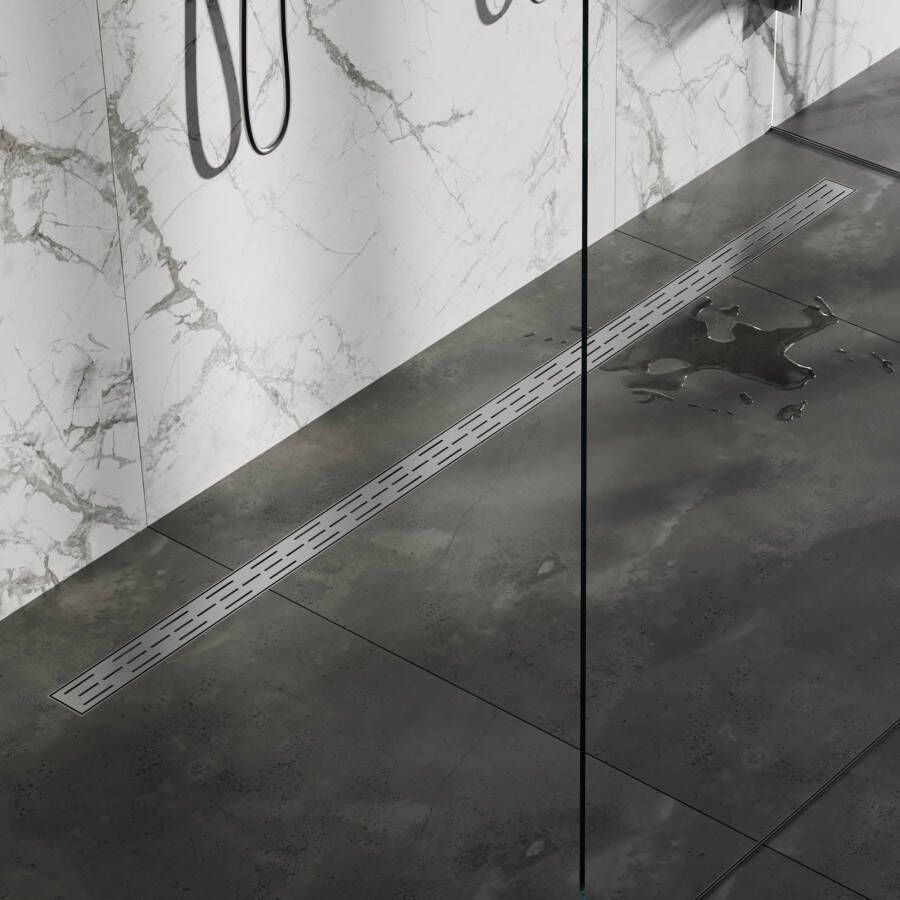 Brauer Douchegoot StanDrain 160x7 cm RVS Vloerflens Inclusief Kunststof Sifon Verstelbare Poten - Foto 4
