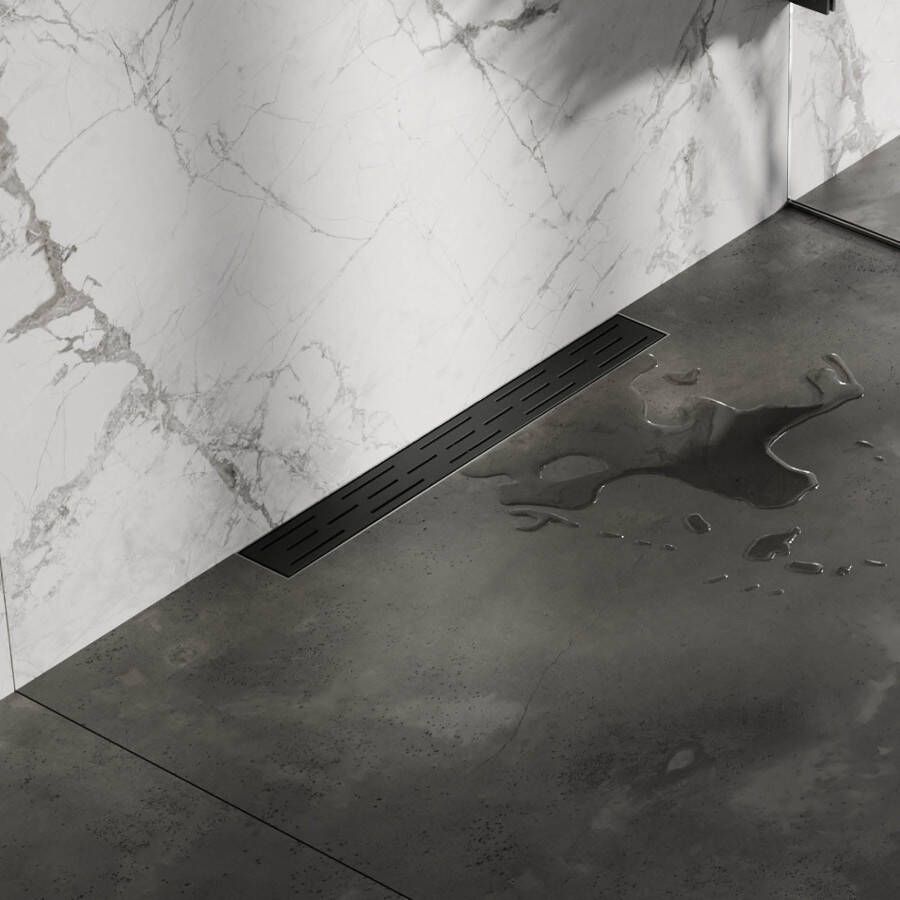 Brauer Douchegoot met standaard rooster en wandmontage 7x60 zwart
