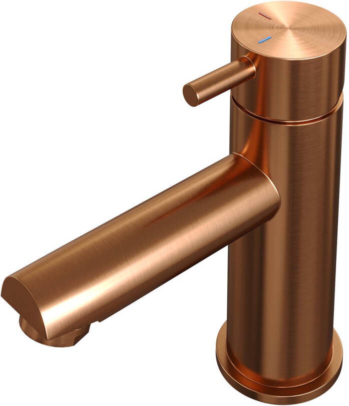 Brauer Wastafelmengkraan Copper Edition Coldstart Opbouw Laag Korte Ronde Hendel Geborsteld Koper PVD