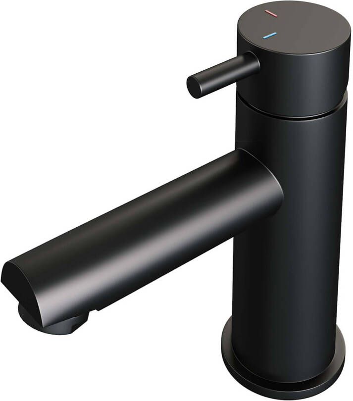 Brauer Wastafelkraan Black Edition HD5 Opbouw Laag Mengkraan Rond Coldstart Mat Zwart 1 Greeps