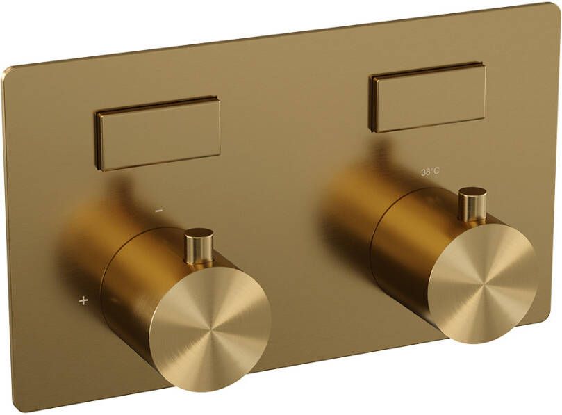 Brauer Gold Edition 2 functies inbouwthermostaat met inbouwdeel drukknoppen in afbouwdelen goud geborsteld PVD 5-GG-155