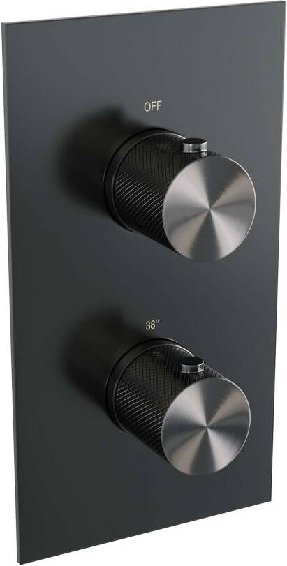 Brauer Gunmetal Carving inbouwthermostaat met inbouwdeel 2 carving knoppen PVD geborsteld gunmetal 5-GM-092