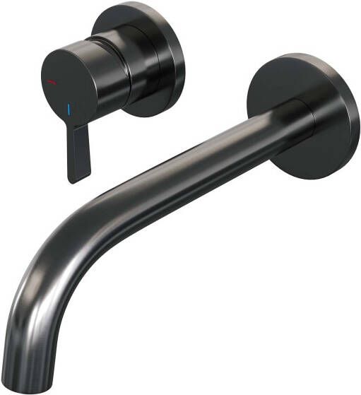 Brauer Gunmetal Edition Wastafelmengkraan inbouw gebogen uitloop rechts hendel middel dik model E2 PVD geborsteld gunmetal 5-GM-083-B1-65 - Foto 2