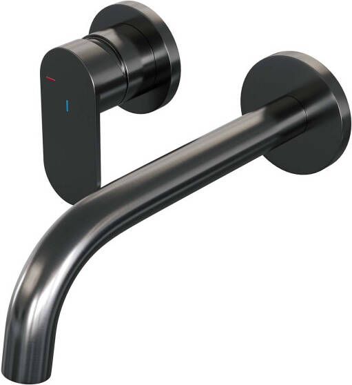 Brauer Gunmetal Edition Wastafelmengkraan inbouw gebogen uitloop rechts hendel breed plat model C2 PVD geborsteld gunmetal 5-GM-083-B3-65