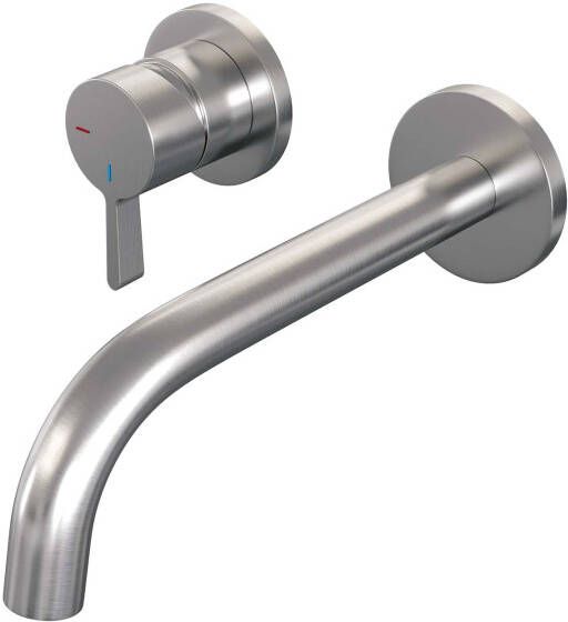 Brauer Brushed Edition Wastafelmengkraan inbouw gebogen uitloop rechts hendel middel dik model E2 PVD geborsteld RVS 5-NG-083-B1-65 - Foto 3