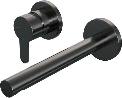 Brauer Inbouw wastafelmengkraan met rechte uitloop en rozetten model D2 gunmetal geborsteld PVD