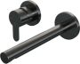Brauer Inbouw Wastafelmengkraan Gunmetal Edition Coldstart Rechte Uitloop Korte Platte Hendel Links Geborsteld Gunmetal PVD Met Rozetten - Thumbnail 2