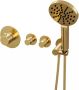 Brauer Badkraan Gold Edition Thermostatisch Inbouw Rond Geborsteld Goud PVD 3 Greeps 4 Gats met Handdouche en Badvulcombinatie - Thumbnail 3