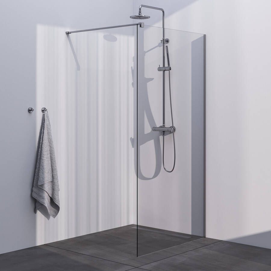 Brauer Brushed Season Inloopdouche helder glas 110x200cm geborsteld RVS GS-ISMP1H110200NG