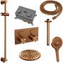 Brauer Copper Edition thermostatische inbouw regendouche met drukknoppen SET 71 met 20 cm douchekop en plafondarm en 3-standen handdouche en doucheslang en geïntegreerde glijstang koper geborsteld PVD - Thumbnail 2