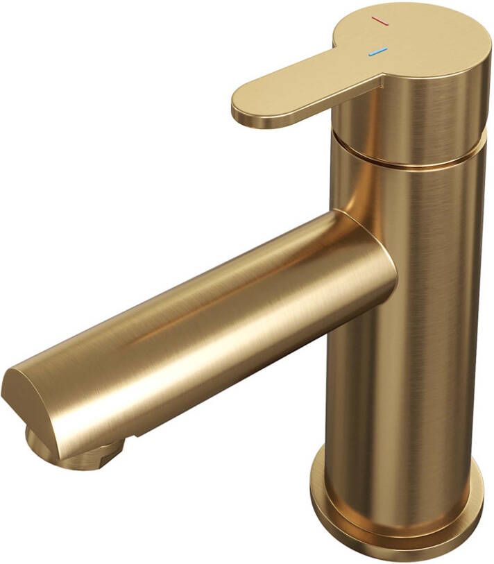 Brauer Wastafelkraan Gold Edition HD4 Opbouw Laag Mengkraan Rond Coldstart Geborsteld Goud PVD 1 Greeps