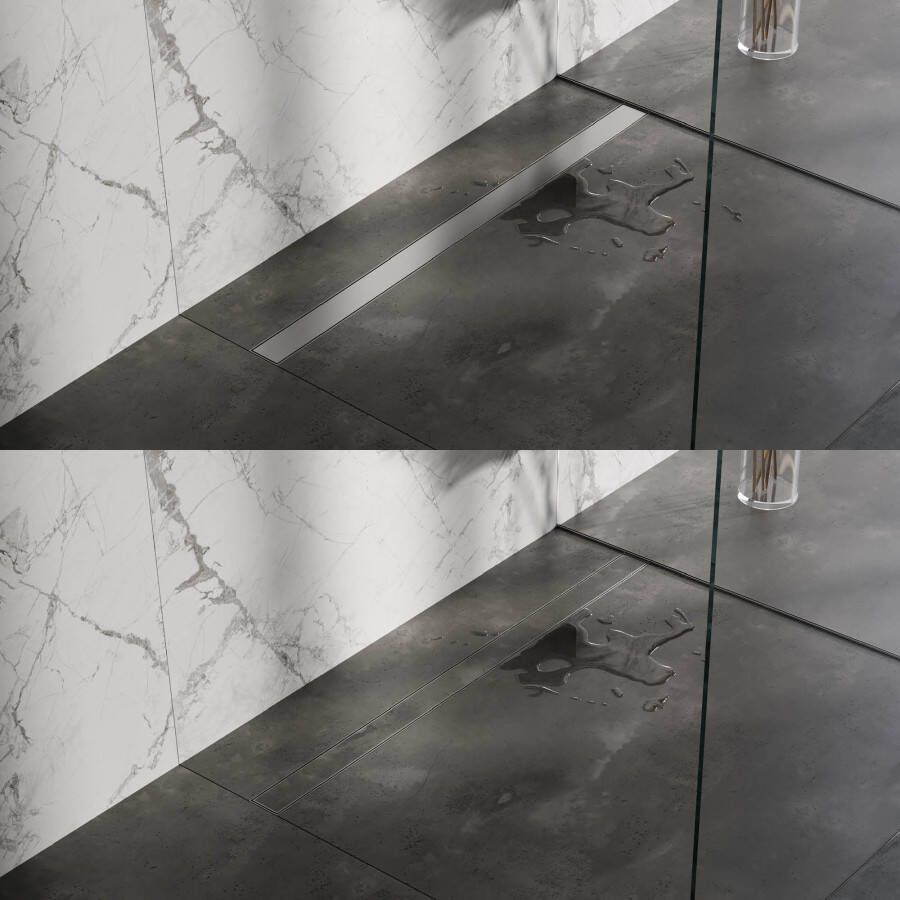 Brauer Tegelinlegrooster Chrome Edition Omkeerbaar tbv Douchegoot STD W PS 110x7 cm Inclusief Afstandhouders