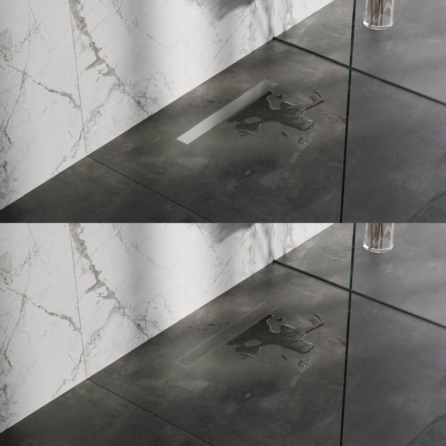 Brauer Tegelinlegrooster Chrome Edition Omkeerbaar tbv Douchegoot STD W PS 60x7 cm Inclusief Afstandhouders