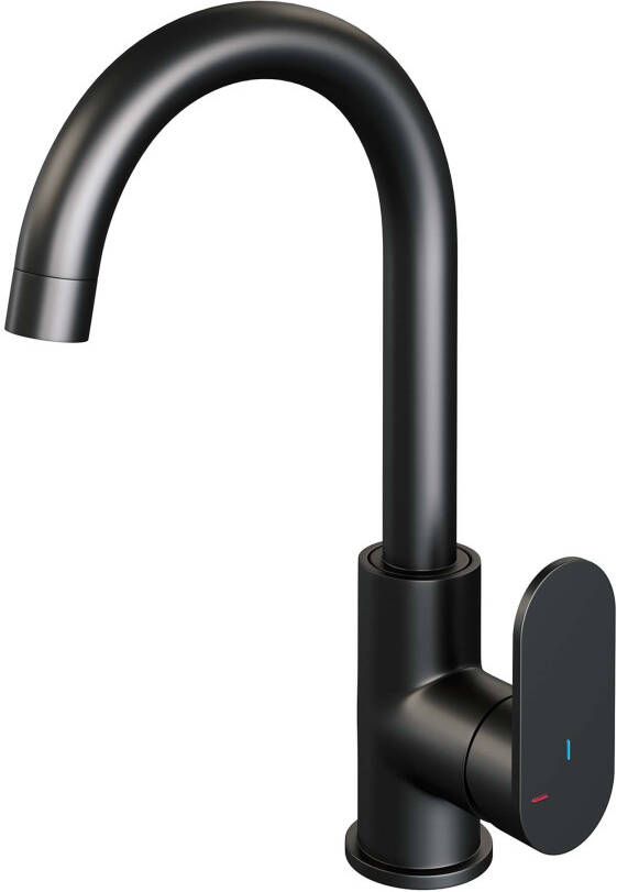 Brauer Wastafelkraan Black Edition R1 Coldstart Opbouw Hoog Mengkraan Mat Zwart 1 Greeps Draaibare Uitloop