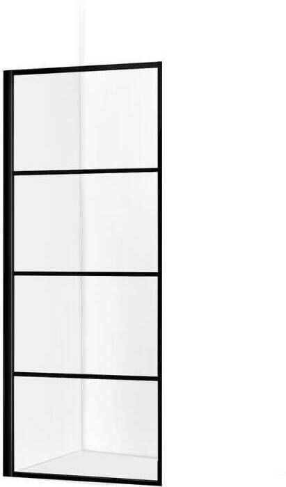 By Goof Douchewand Mila 120x200cm Helder Glas Mat Zwart Raster
